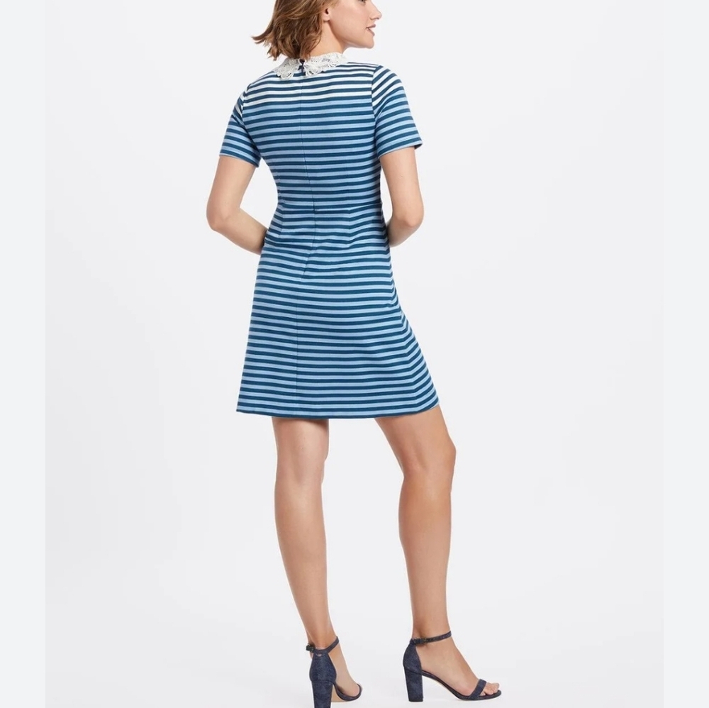 Draper James Lace Collar Persley Ponte Knit Striped Dress Size XL - Picture 3 of 7